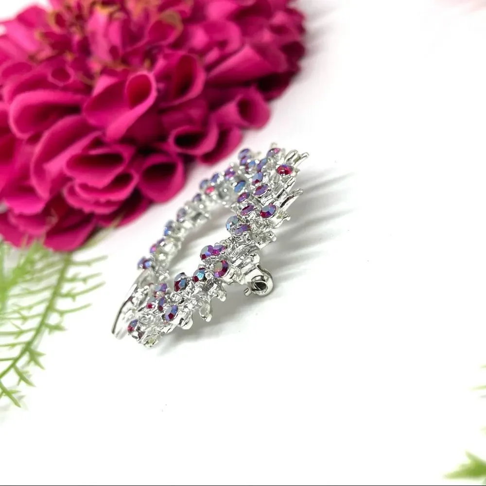 VINTAGE⚜️Festive Wreath Aurora Borealis Crystals Brooch